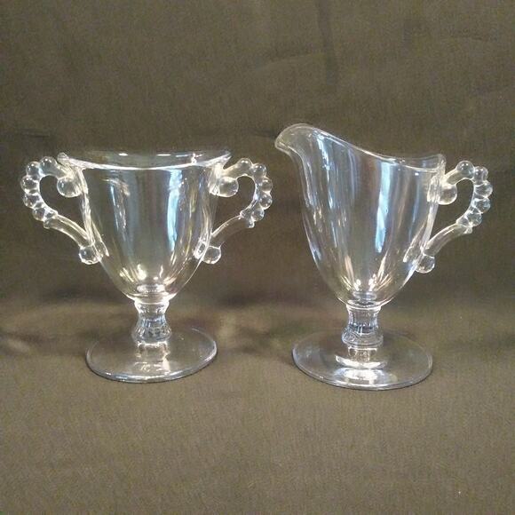 Vintage Imperial Candlewick Clear Open Cream n Sugar Stem 3400 - Picture 1 of 14